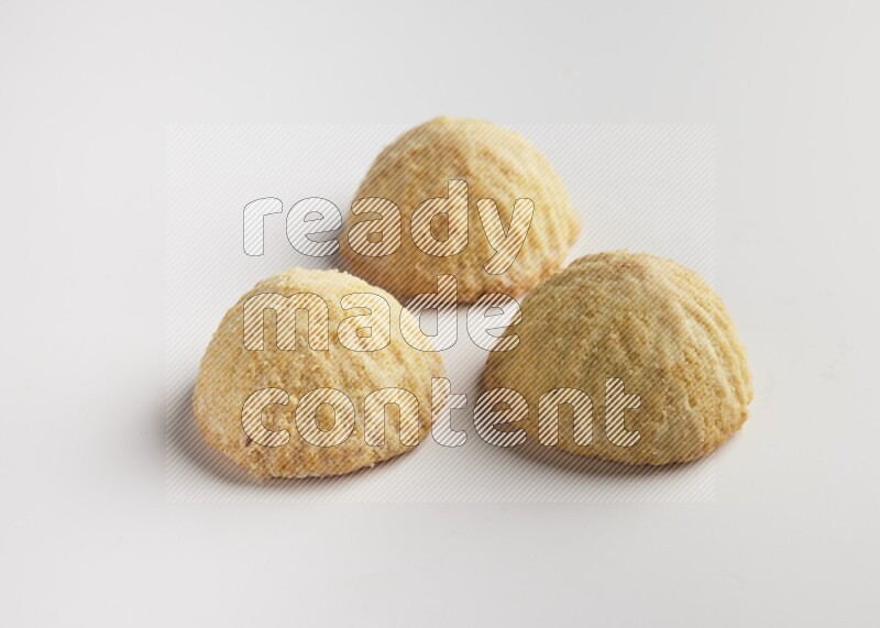 Three Pieces of Maamoul direct on white background
