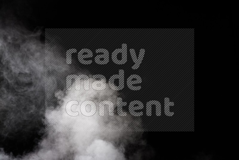 irregular white smoke on black background.