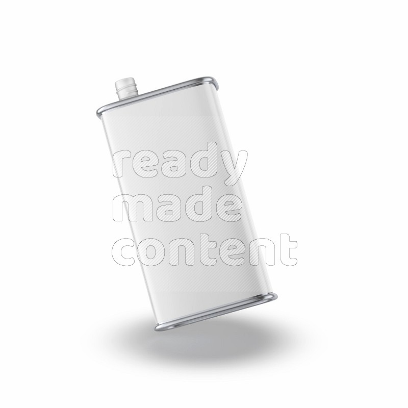 Metallic canister mockup with blank label isolated on white background 3d rendering