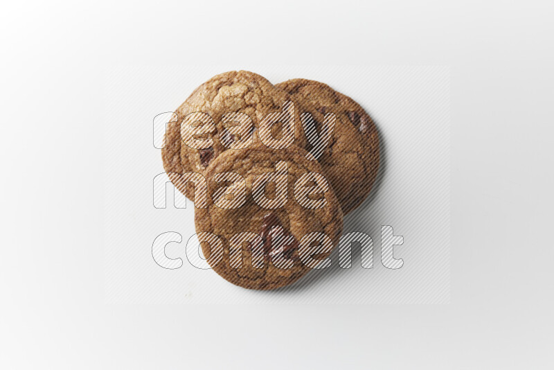 Chocolate chips cookies on a white background