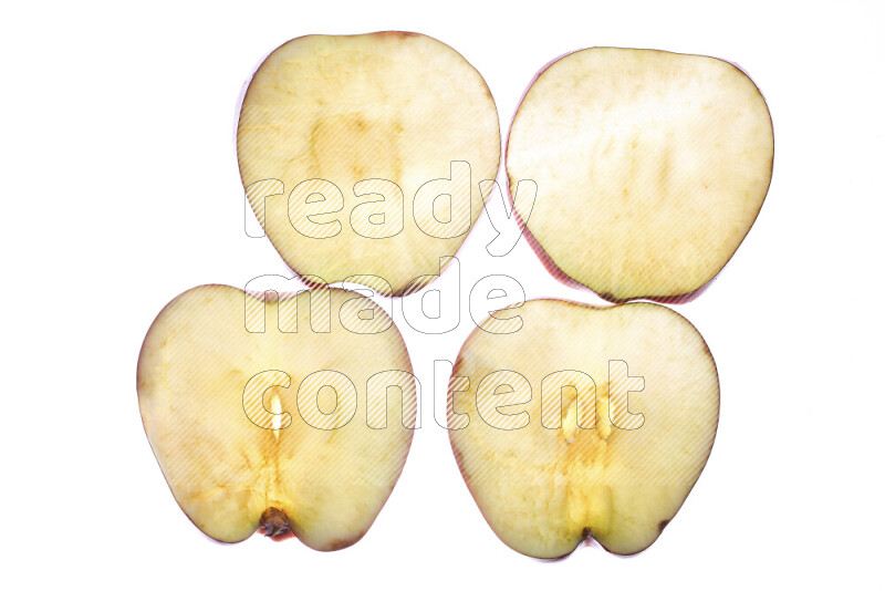 Apple slices on illuminated white background