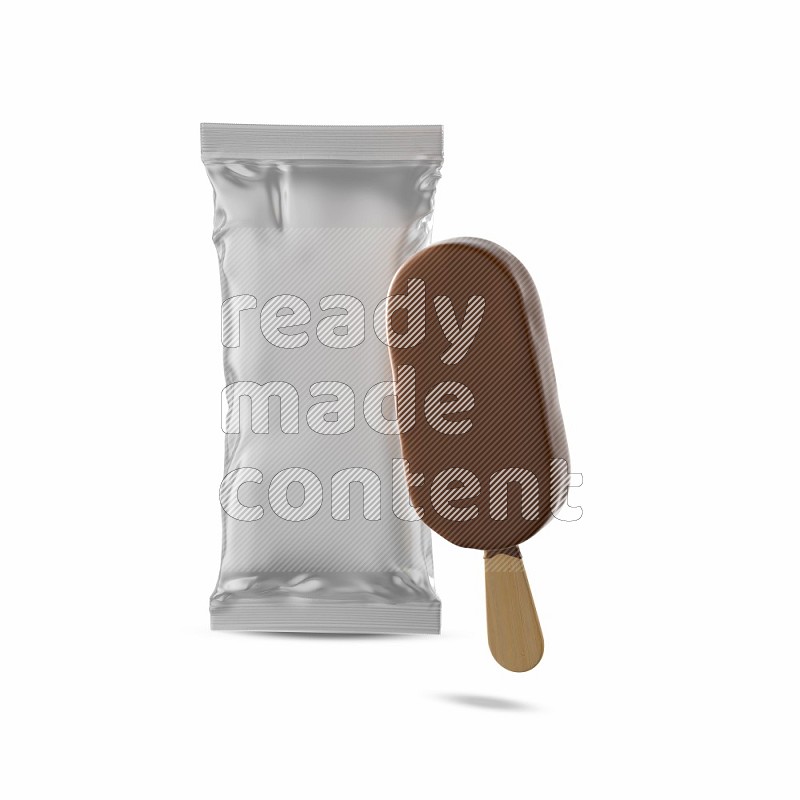 Chocolate ice cream stick mockup isolated on white background 3d rendering