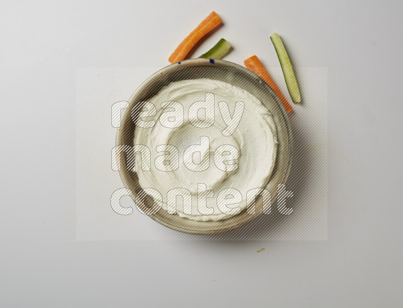 Plain Lebnah  in a grey pottery plate on a white background
