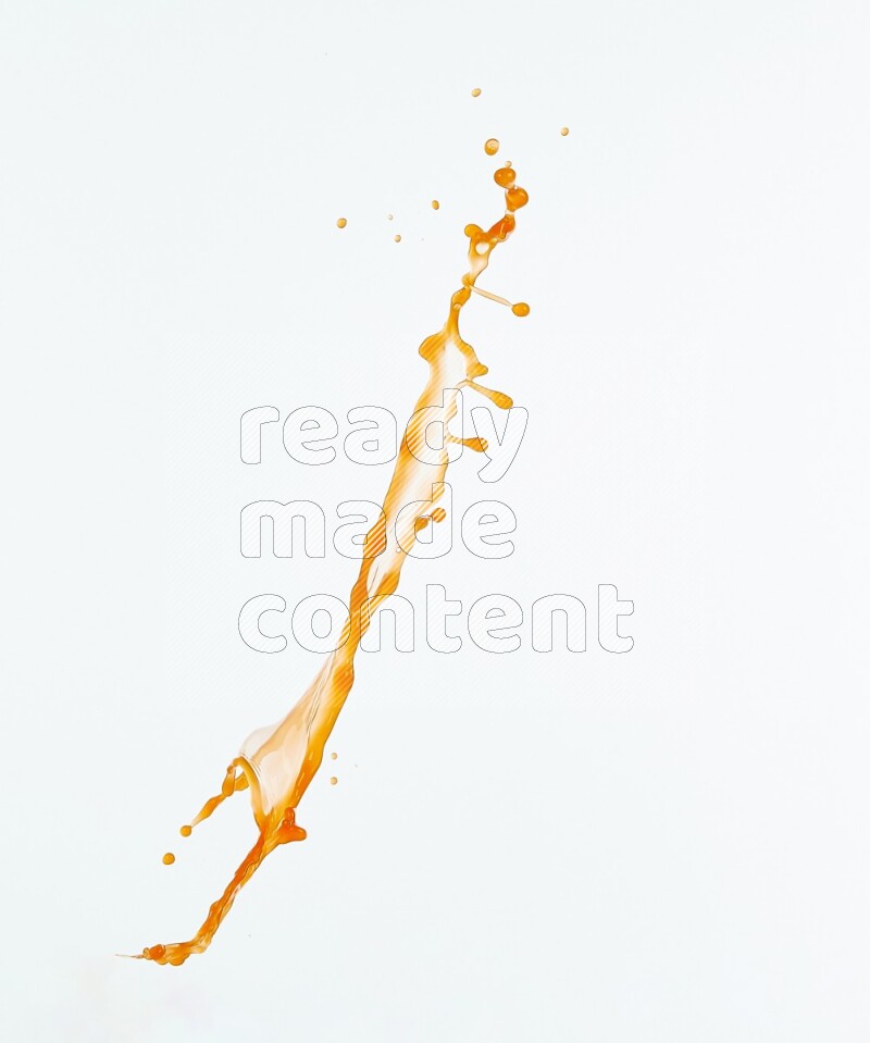 Orange liquid splash and drops on white background
