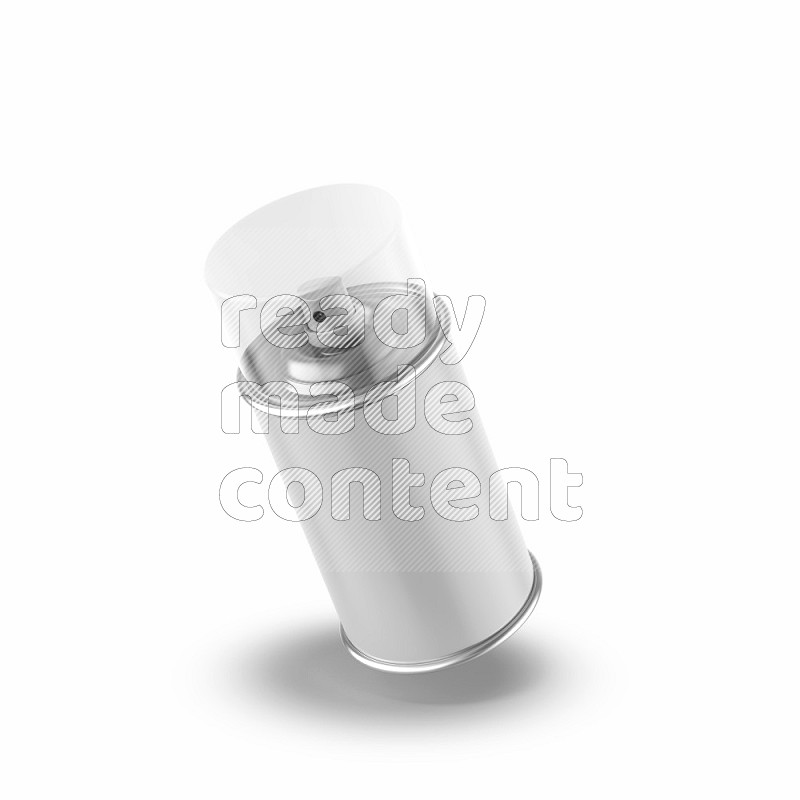 Metal spray bottle mockup with transparent cap and label isolated on white background 3d rendering