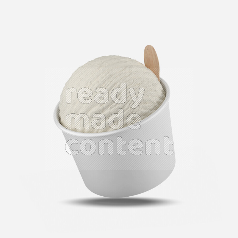 Ice cream in a white rough paper cup mockup isolated on white background 3d rendering