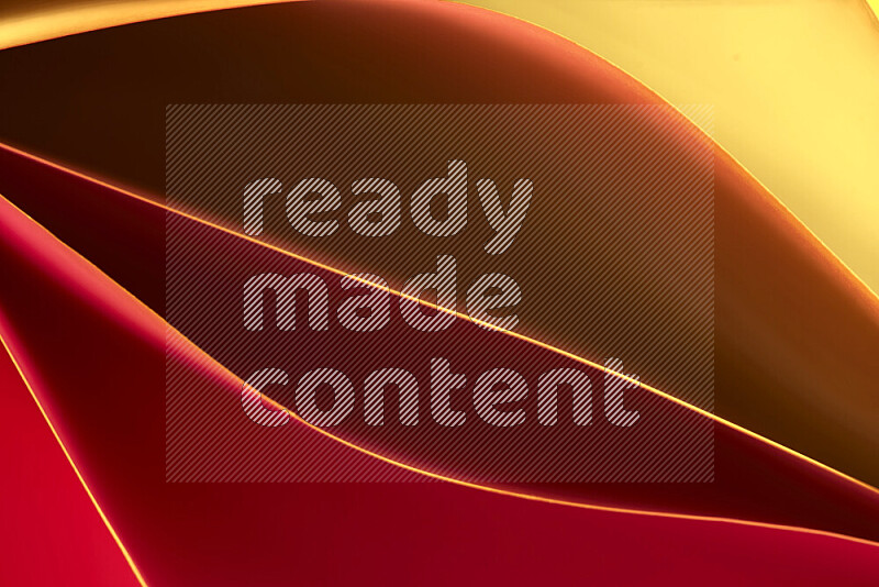 This image showcases an abstract paper art composition with paper curves in yellow, red and brown gradients created by colored light