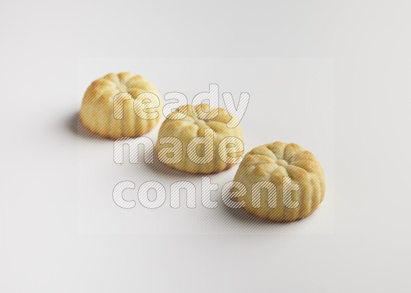 Three Pieces of Maamoul direct on white background