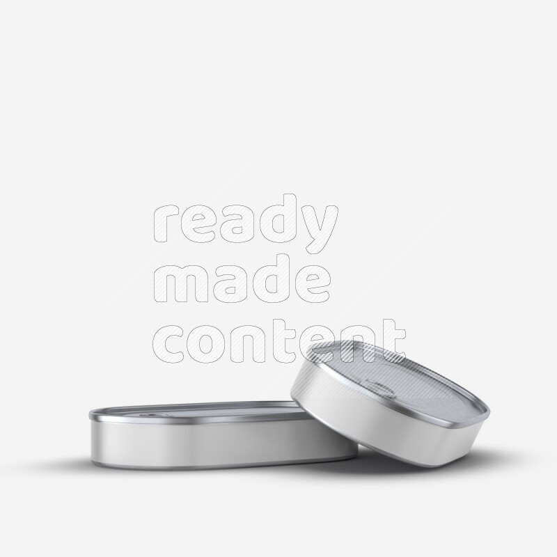 Glossy metallic tin can mockup with pull tab and label isolated on white background 3d rendering