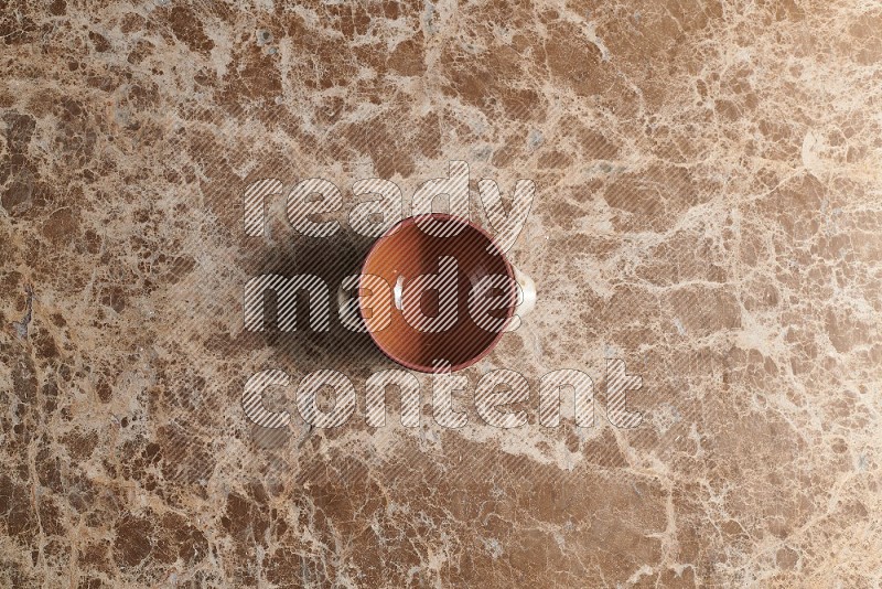 Top View Shot Of A Multicolored Pottery pot On beige Marble Flooring