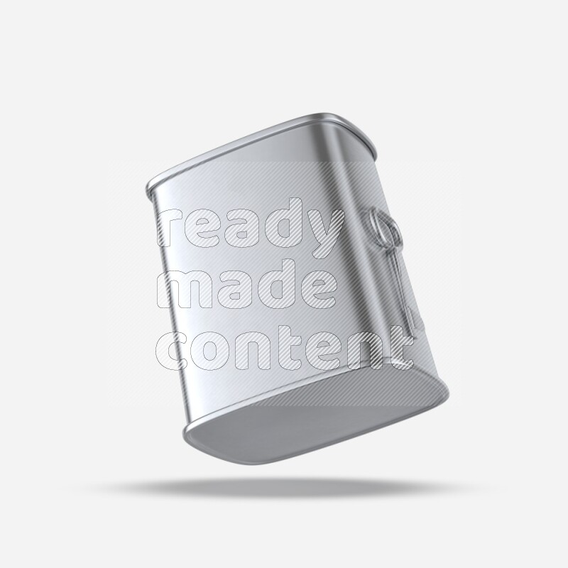 Glossy metallic tin can mockup with pull tab isolated on white background 3d rendering