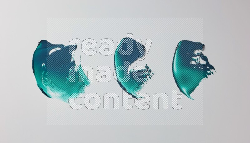Turquoise painting knife strokes on white background