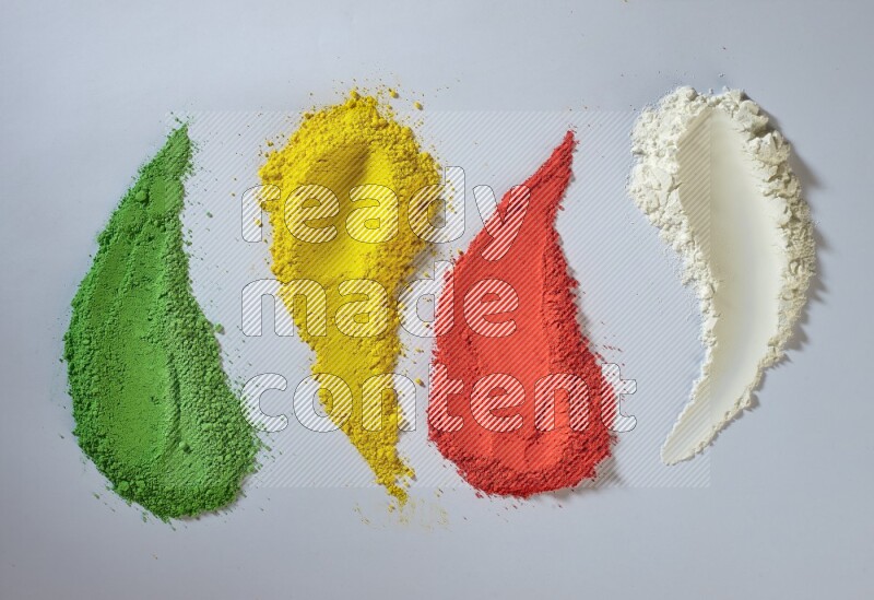 Multicolored powder strokes on white background