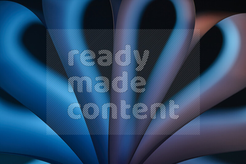 An abstract art piece displaying smooth curves in blue and orange gradients created by colored light