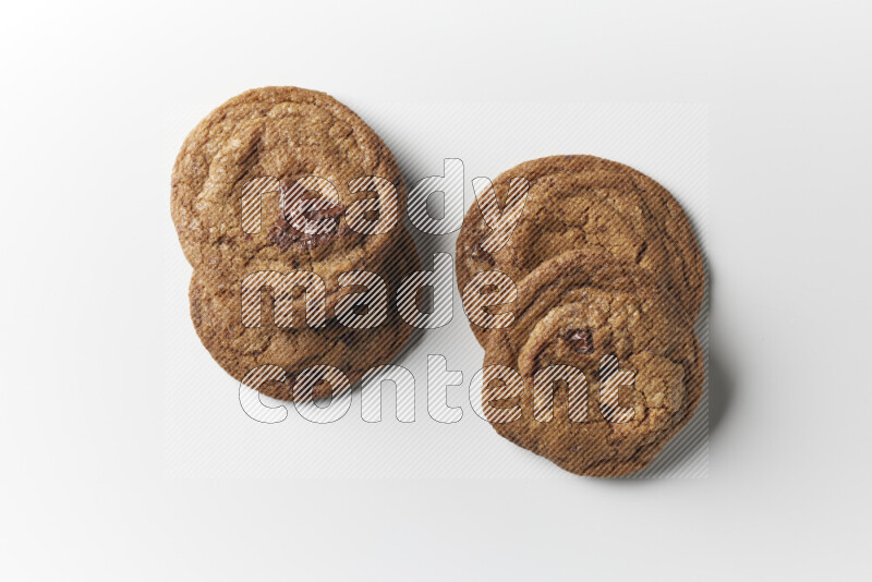 Chocolate chips cookies on a white background