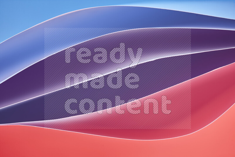 This image showcases an abstract paper art composition with paper curves in blue, purple and red gradients created by colored light