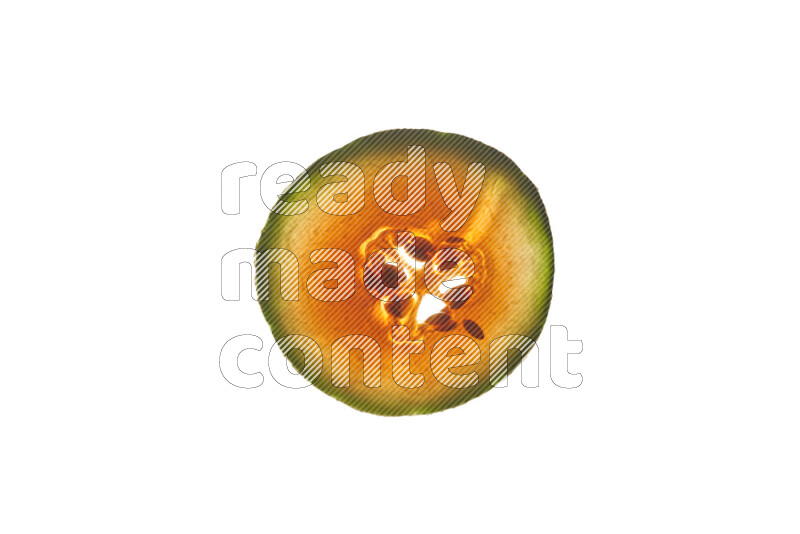 Cantaloupe slices on illuminated white background