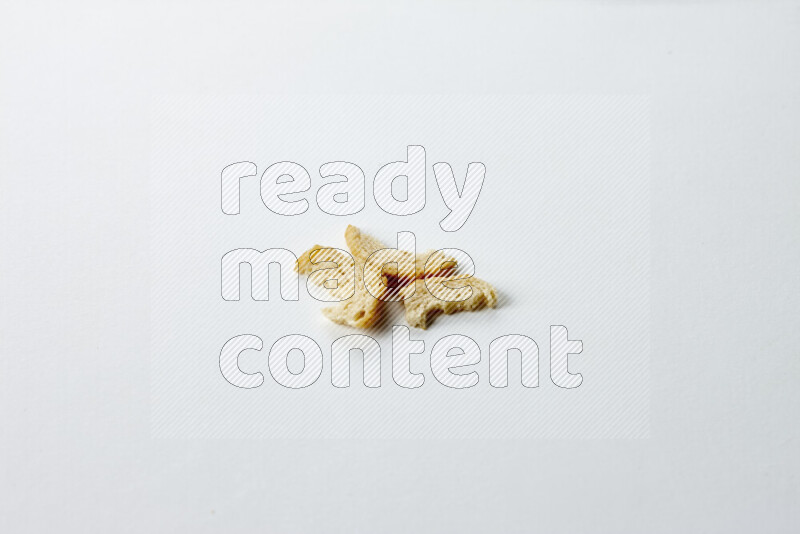 Assorted snacks on white background