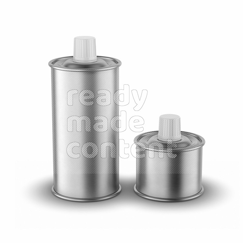 Glossy metallic tin can mockup with screw cap isolated on white background 3d rendering
