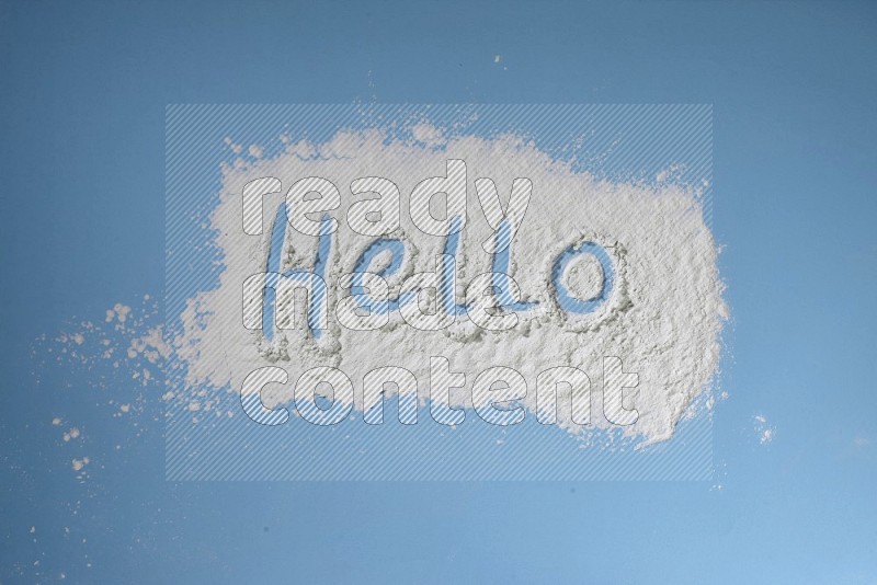 A word written with powder on blue background