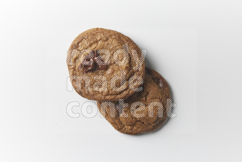 Chocolate chips cookies on a white background