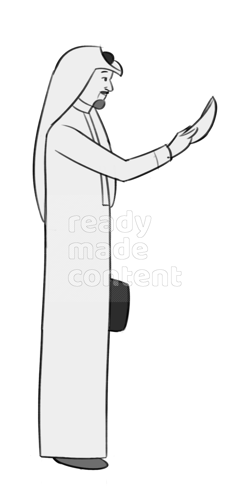 Saudi man holding a file holding a briefcase standing different angles eye level