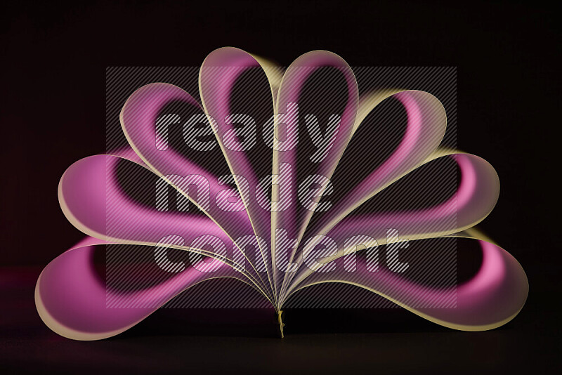 An abstract art piece displaying smooth curves in pink gradients created by colored light