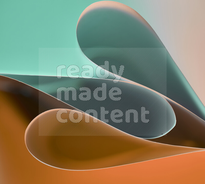 An abstract art of paper folded into smooth curves in green and orange gradients