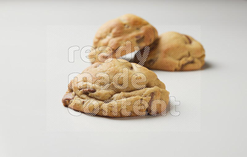 chocolate chip cookies on a white background