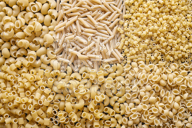 6 types of pasta filling the frame