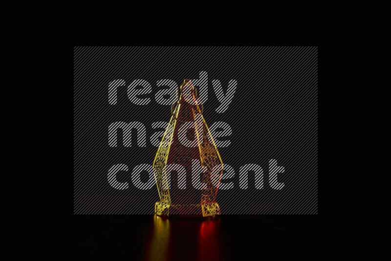 Ramadan lanterns with colored rim light against black background