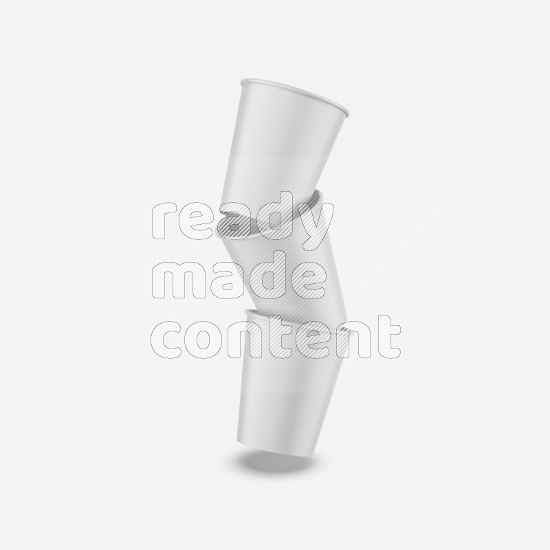 Set of glossy plastic cup mockup isolated on white background 3d rendering