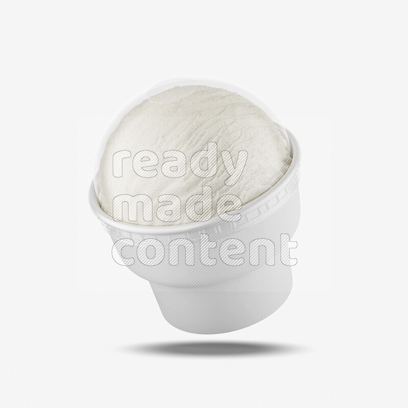 Ice cream in a white rough paper cup mockup isolated on white background 3d rendering