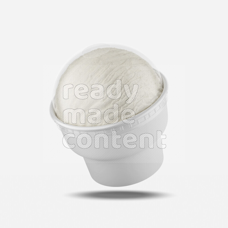 Ice cream in a white rough paper cup mockup isolated on white background 3d rendering