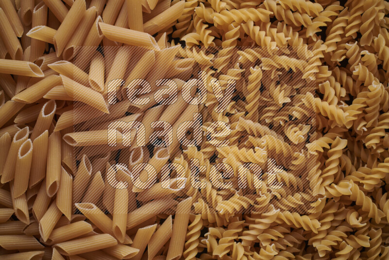 2 types of pasta filling the frame