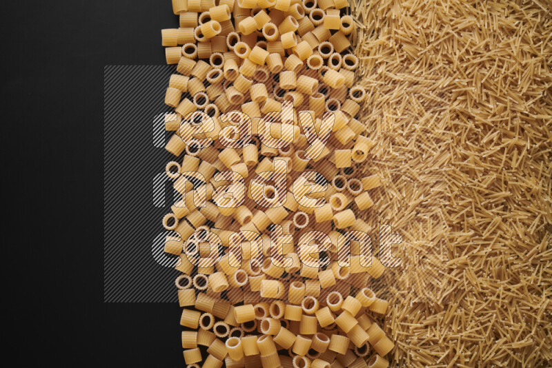 Different pasta types on black background