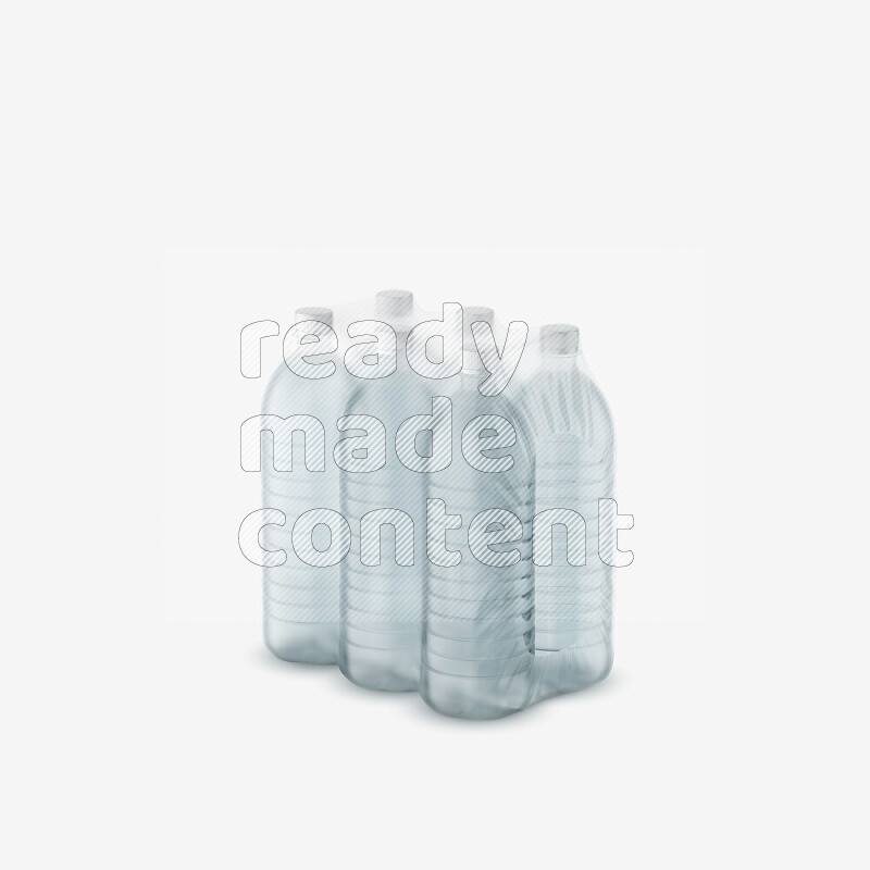 Plastic water bottles mockup wrapped isolated on white background 3d rendering