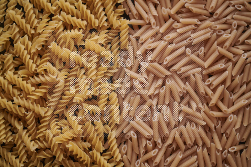 2 types of pasta filling the frame