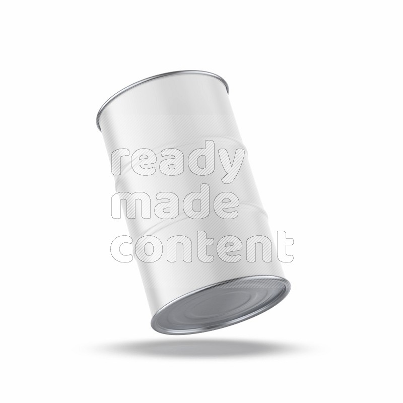 Glossy metallic barrel mockup with blank label isolated on white background 3d rendering