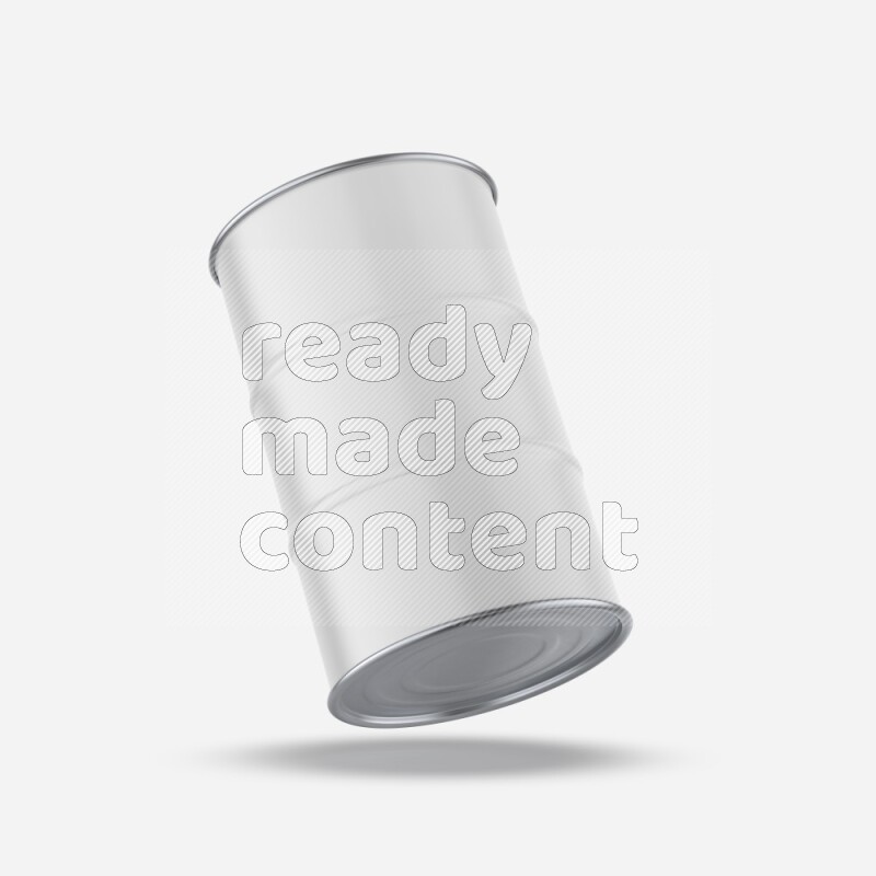 Glossy metallic barrel mockup with blank label isolated on white background 3d rendering