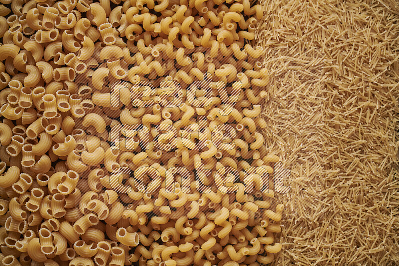 3 types of pasta filling the frame