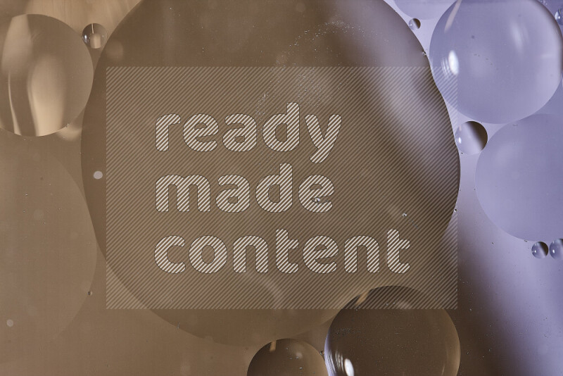 Close-ups of abstract oil bubbles on water surface in shades of white and brown