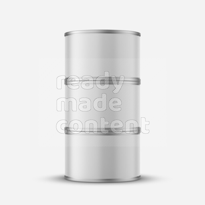Glossy metallic tin can mockup with white blank label isolated on white background 3d rendering