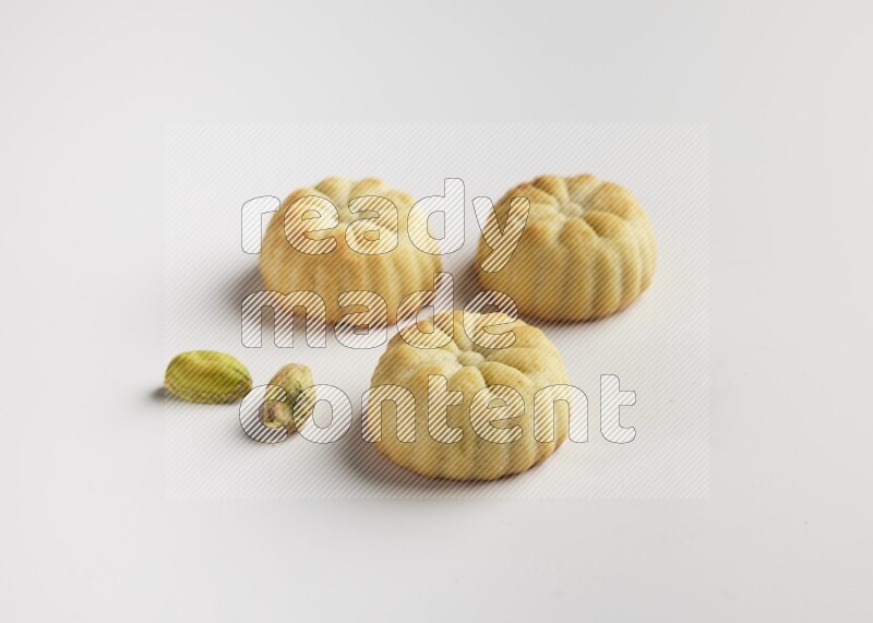Three Pieces of Maamoul direct on white background
