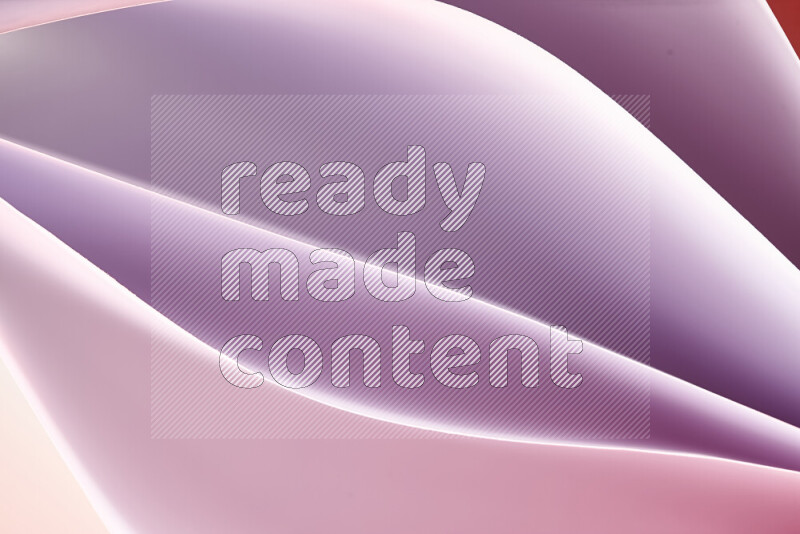 هذه الصورة تعرض تكوين فن الورق التجريدي مع منحنيات ورقية باللون الأبيض ودرجات دافئة مختلفة المكونه بواسطة الضوء الملون