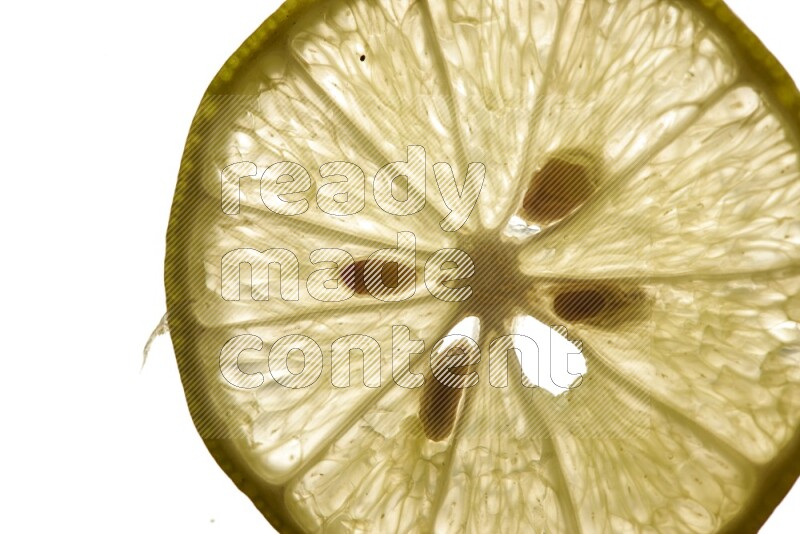 Lemon slices on illuminated white background