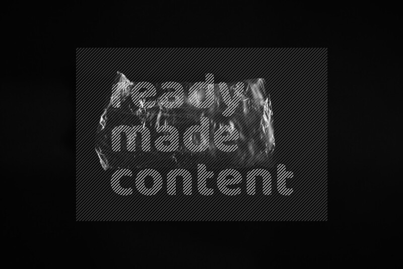 Transparent plastic textures on black background