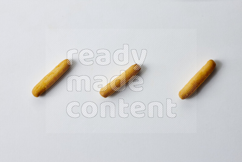 Assorted snacks on white background