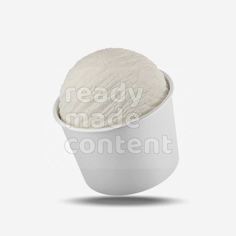 Ice cream in a white rough paper cup mockup isolated on white background 3d rendering