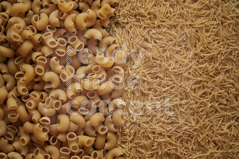 2 types of pasta filling the frame